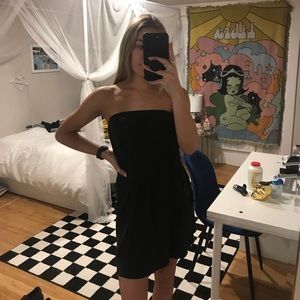 Black Strapless Beach Coverup with Pockets Size M